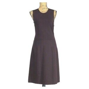 Ann Taylor Dress 4 Burgundy Brown Heavy Knit A Line Midi Suiting Fit Flare Work